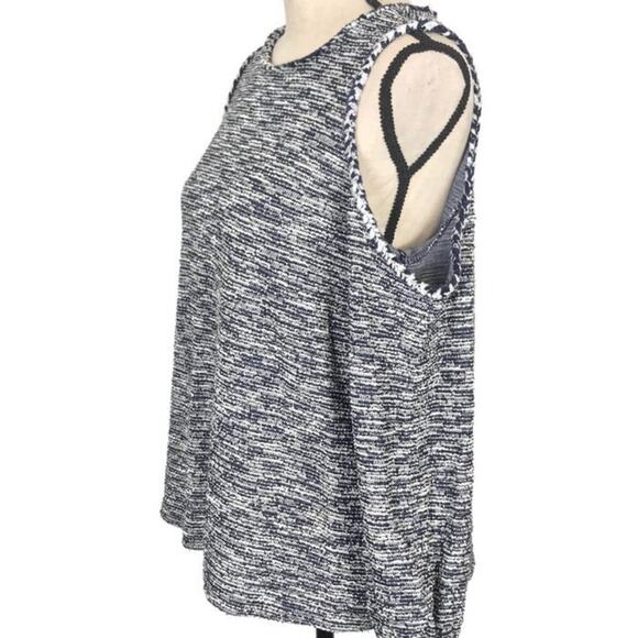 Ann Taylor Loft Cold Shoulder Sweater Knit Blue Long Sleeve Womens Sz Med - Picture 2 of 8